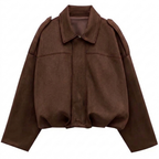 Jaqueta bomber cropped feminina com zíper frontal estilo casual