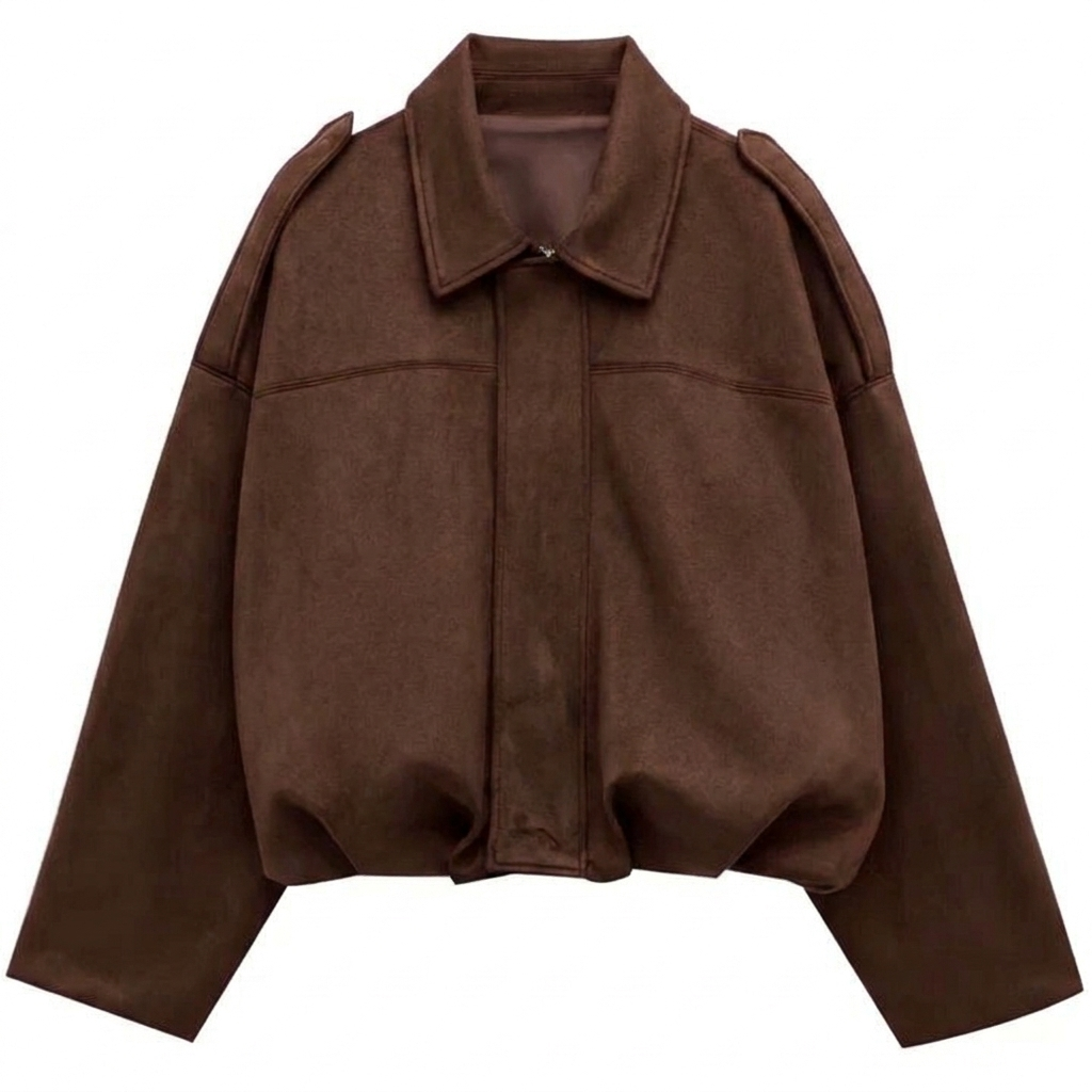 Jaqueta bomber cropped feminina com zíper frontal estilo casual