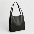 Mala estruturada bolsa de ombro feminina com fecho zip e bolso traseiro deslizante