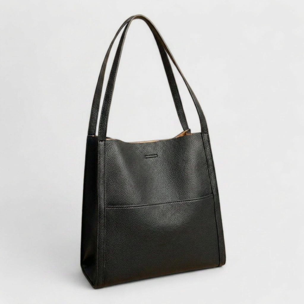 Mala estruturada bolsa de ombro feminina com fecho zip e bolso traseiro deslizante