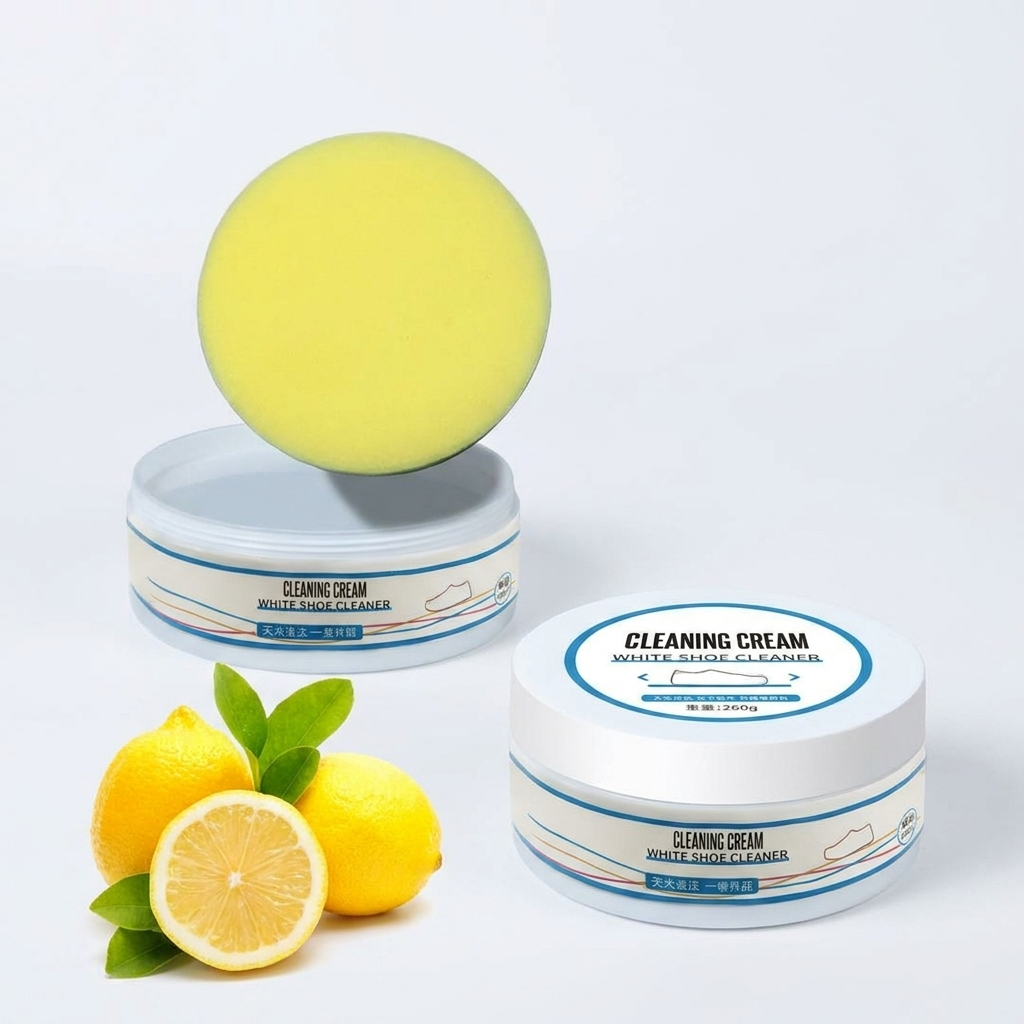Creme limpadora para tênis brancos 100g sem água, limpeza eficaz de sneakers e canvas