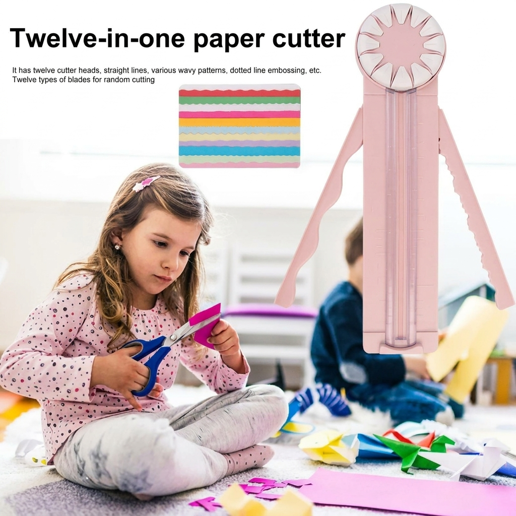 Cortador de papel 12 em 1 multifuncional com lâmina rotativa 360° para scrapbooking e DIY