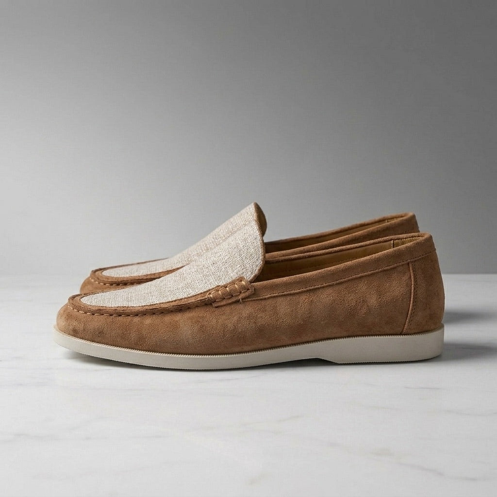 Mocassins camurça costura manual palmilha acolchoada forro couro
