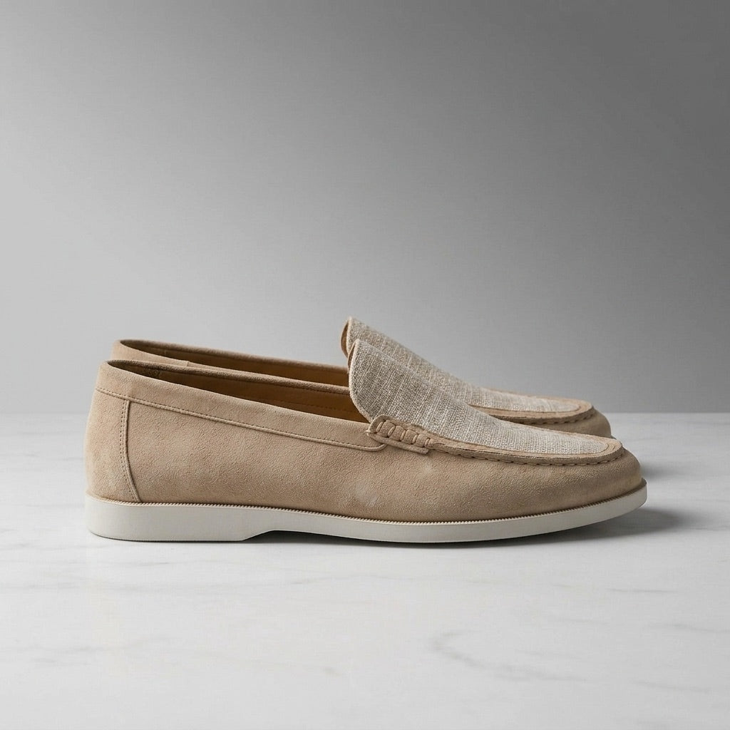 Mocassins camurça costura manual palmilha acolchoada forro couro