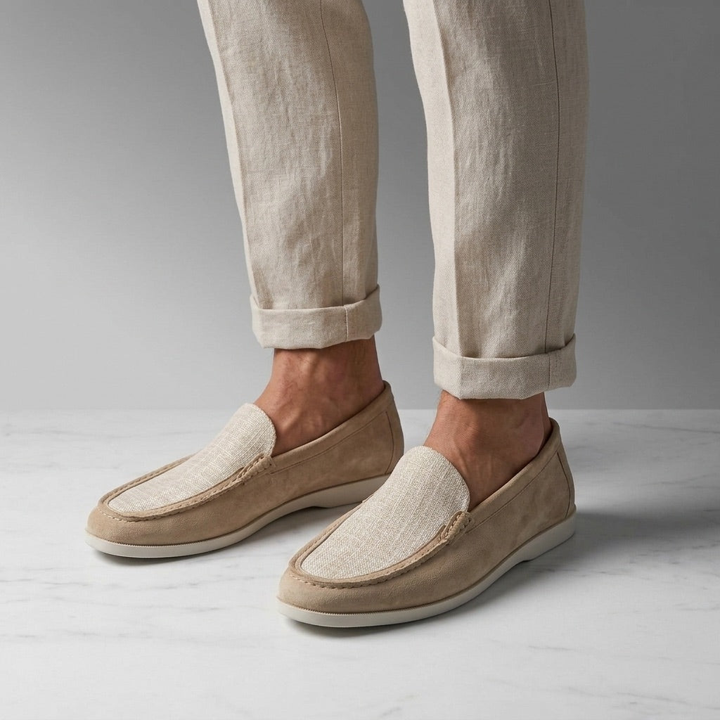 Mocassins camurça costura manual palmilha acolchoada forro couro