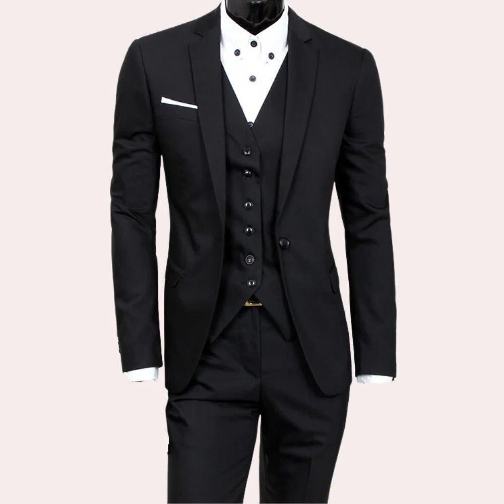 Fato masculino de 3 peças slim fit elegante para casamento e negócios