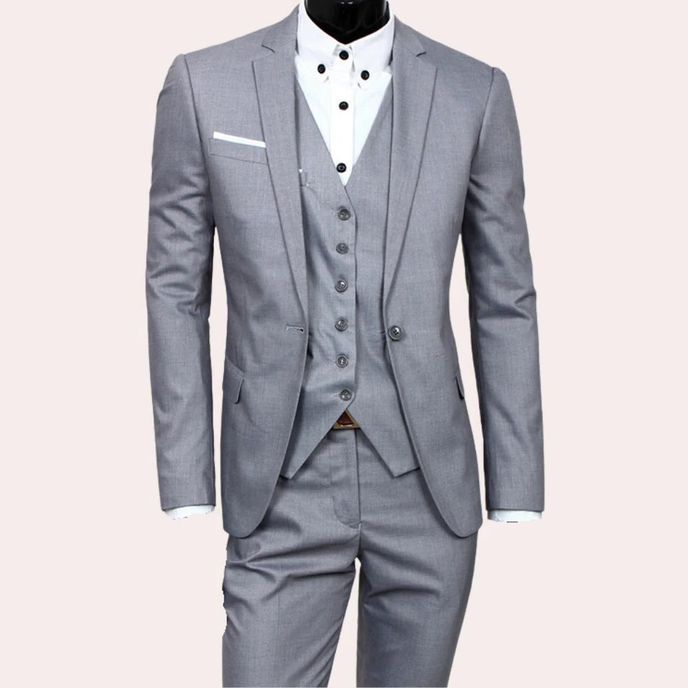 Fato masculino de 3 peças slim fit elegante para casamento e negócios