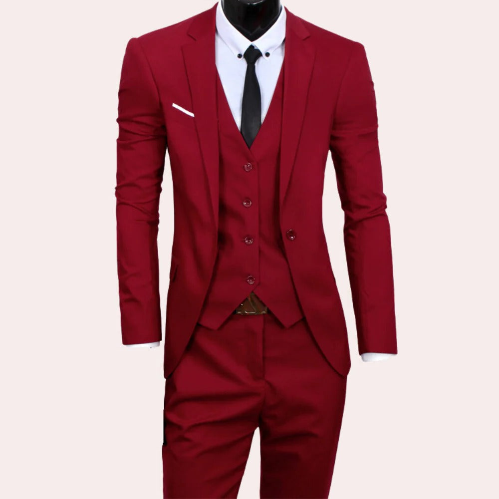 Fato masculino de 3 peças slim fit elegante para casamento e negócios