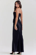Vestido feminino ombro a ombro corseto mini com decote coração