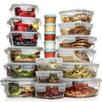 Conjunto de recipientes alimentares 35 peças com tampas herméticas e recipientes de porção