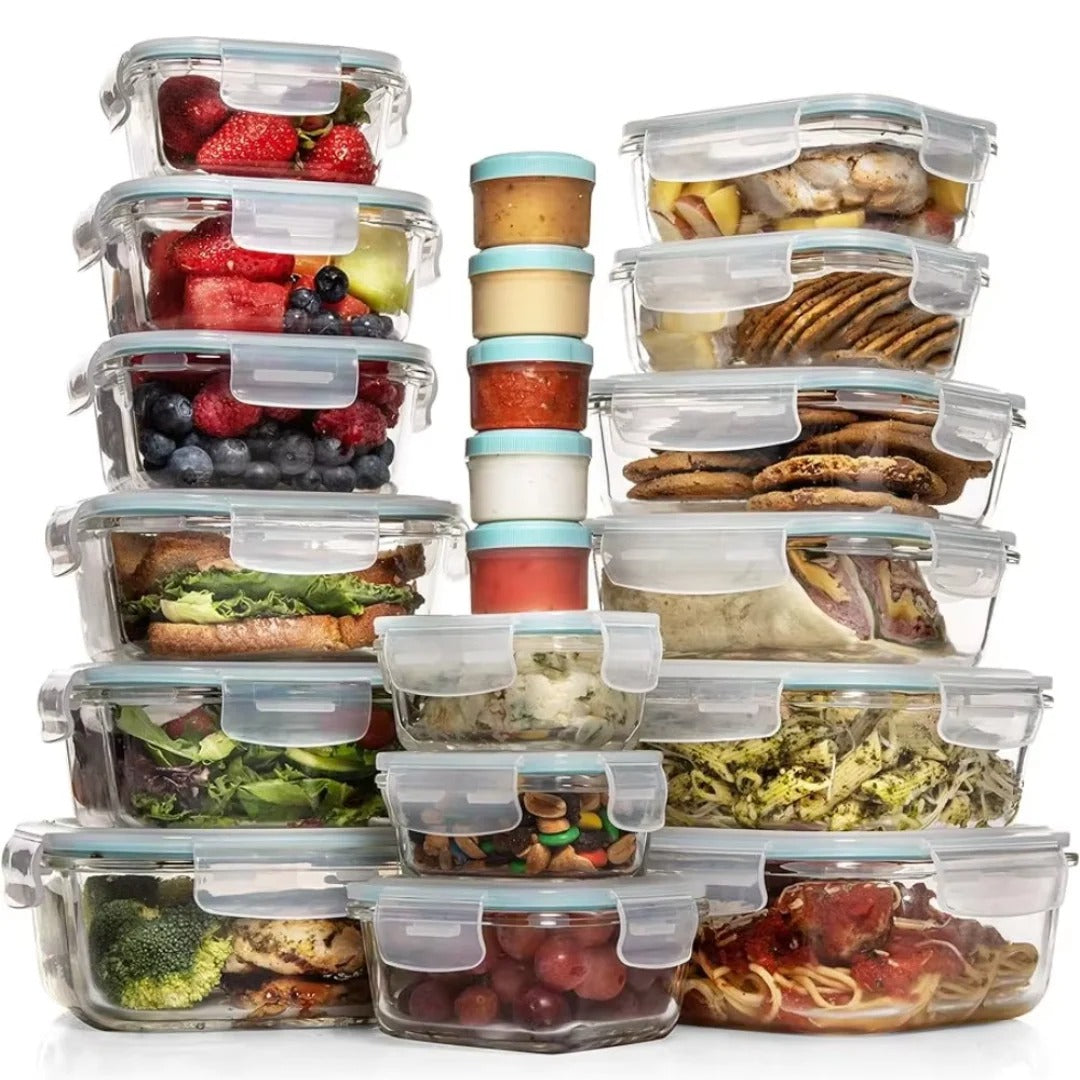 Conjunto de recipientes alimentares 35 peças com tampas herméticas e recipientes de porção