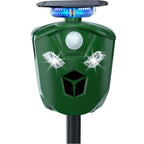 Repelente ultrassônico solar 360 graus com sensor de movimento e LED intermitente para jardim