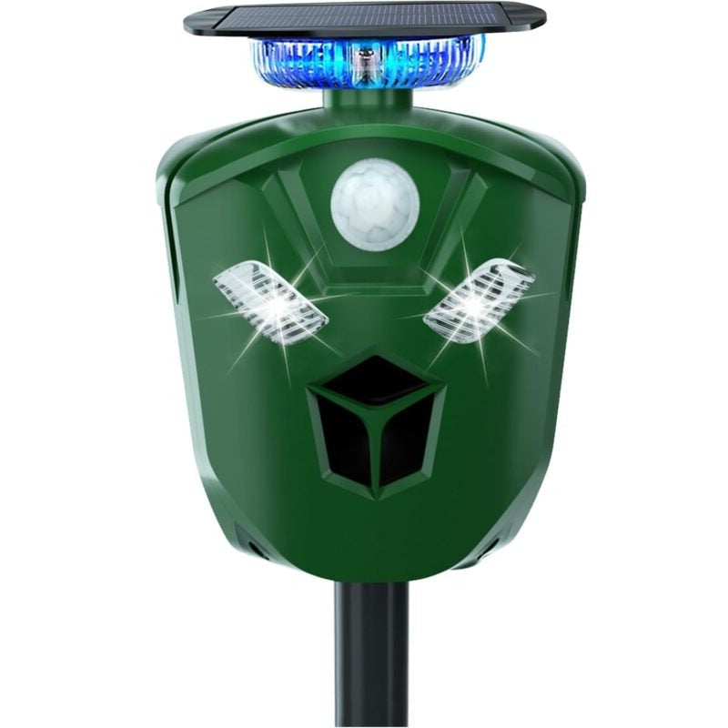 Repelente ultrassônico solar 360 graus com sensor de movimento e LED intermitente para jardim
