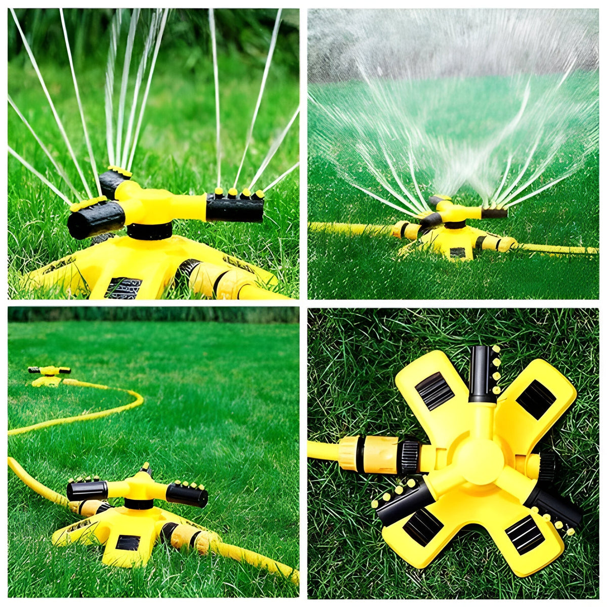 Aspersor de jardim rotativo 360° com rega automática e 4 ângulos ajustáveis