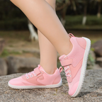 Sapatilhas barefoot infantis respiráveis com sola antiderrapante, design leve