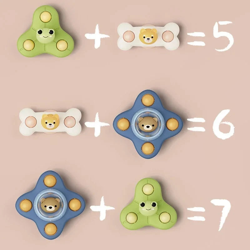 Brinquedos de banho giratórios educativos com ventosa, ABS seguro para bebés