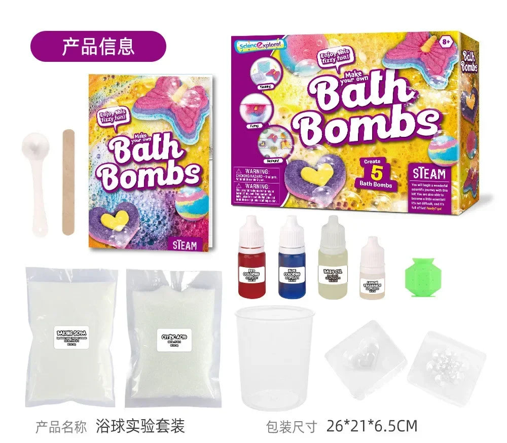 Kit DIY Bombas de Banho coloridas e educativas para crianças a partir de 6 anos