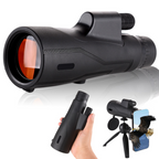 Telescópio monocular portátil impermeável com visão noturna e zoom 12x, preto