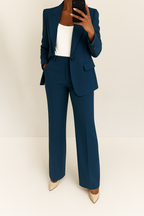 Conjunto 2 peças feminino blazer e calça comprida corte estruturado