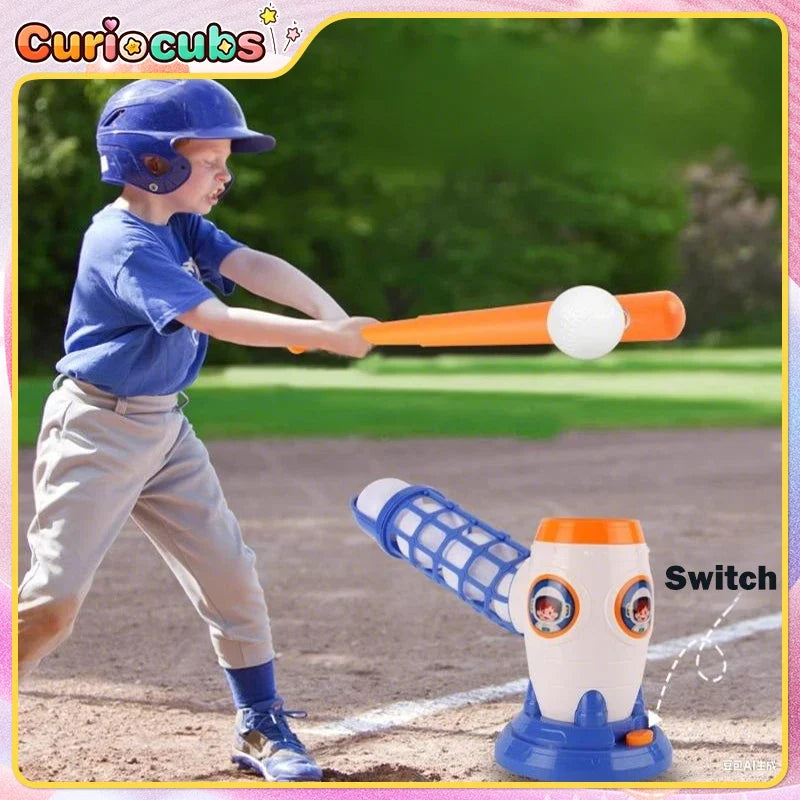 Máquina de beisebol infantil lançador automático com taco e bolas, para crianças 3+