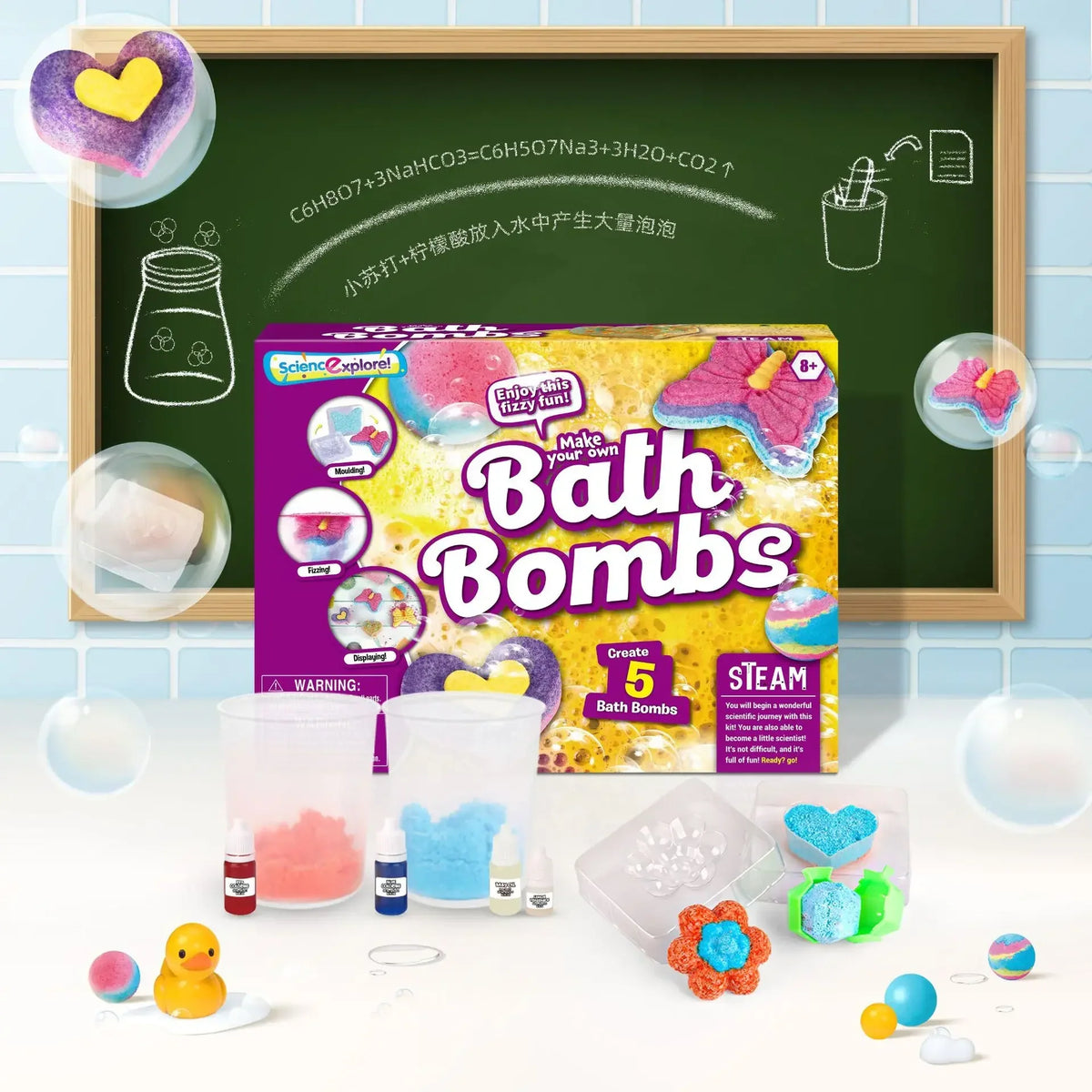 Kit DIY Bombas de Banho coloridas e educativas para crianças a partir de 6 anos