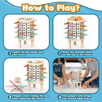 Torre de equilíbrio de madeira jogo educativo motricidade fina crianças 3 anos