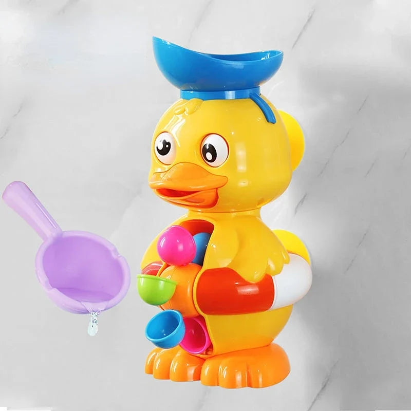 Brinquedo de banho para bebés com roda d'água giratória e patinhos coloridos, vermelho