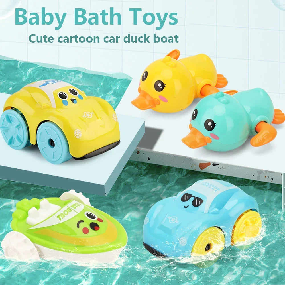 Brinquedos de banho para crianças — veículos aquáticos coloridos carro pato barco 1-5 anos