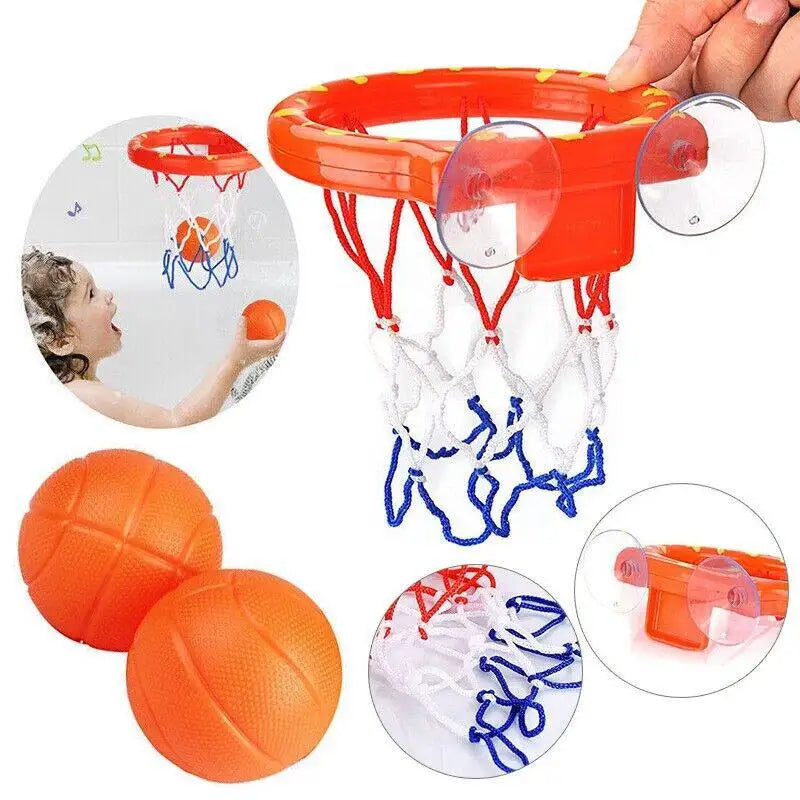Jogo de basquete para banho com ventosas e 2 bolas, brinquedo de banheira ABS para crianças