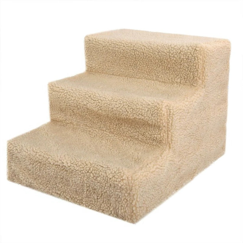 Escadas portáteis para cães 3 degraus com cobertura removível em fleece para cama alta