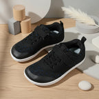 Sapatilhas barefoot infantis respiráveis com sola antiderrapante, design leve