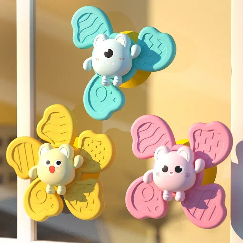 Brinquedos de banho giratórios educativos com ventosa, ABS seguro para bebés