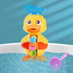 Brinquedo de banho para bebés com roda d'água giratória e patinhos coloridos, vermelho