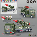Caminhão militar de brinquedo com mecanismo pull-back, luzes e sons, ABS resistente