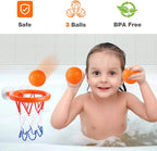 Jogo de basquete para banho com ventosas e 2 bolas, brinquedo de banheira ABS para crianças