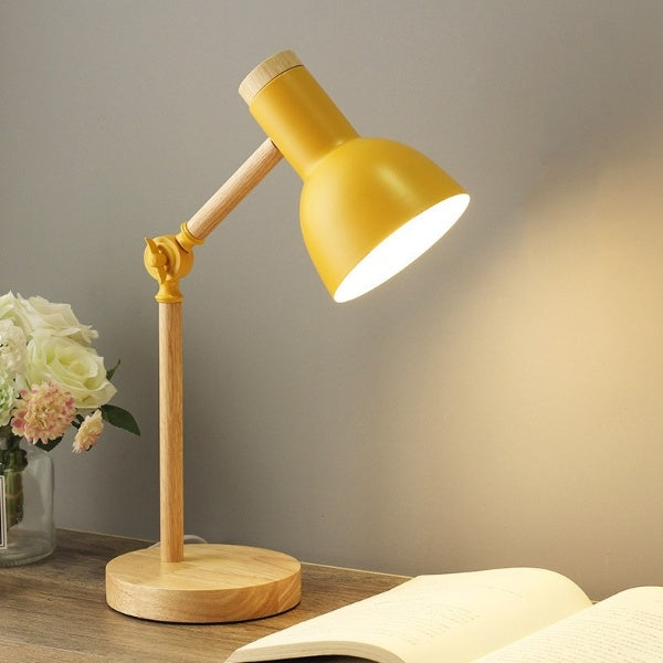 Candeeiro de mesa LED design nórdico ajustável em metal e madeira