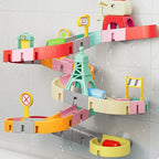 Brinquedo de banho DIY pista interativa para banheira com ventosas e escorrega