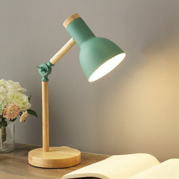 Candeeiro de mesa LED design nórdico ajustável em metal e madeira