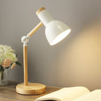 Candeeiro de mesa LED design nórdico ajustável em metal e madeira