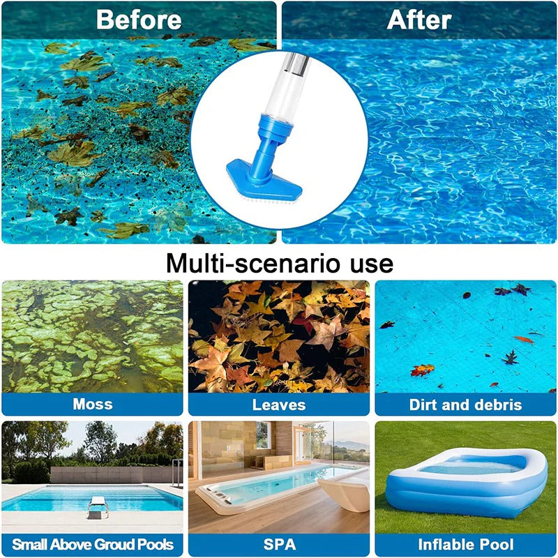 Aspirador de piscina sem fio 3 em 1 recarregável com 3 cabeças intercambiáveis e 90 min de autonomia