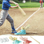 Lançador automático de basebol infantil com taco e bolas, brinquedo desportivo exterior em plástico seguro