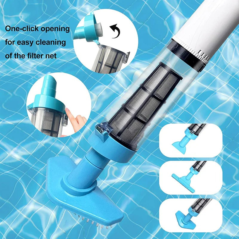 Aspirador de piscina sem fio 3 em 1 recarregável com 3 cabeças intercambiáveis e 90 min de autonomia