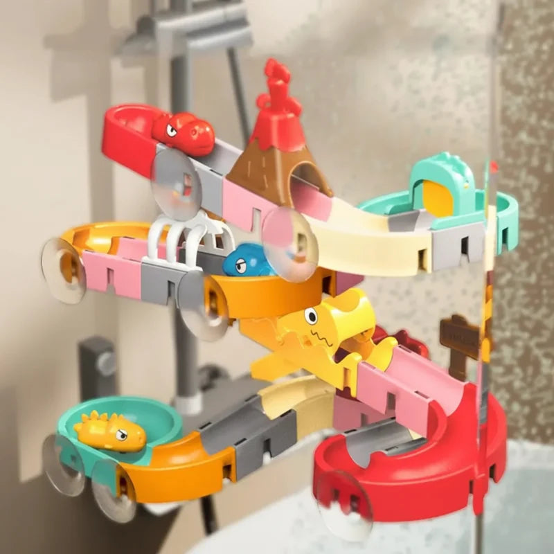 Brinquedo de banho DIY pista interativa para banheira com ventosas e escorrega