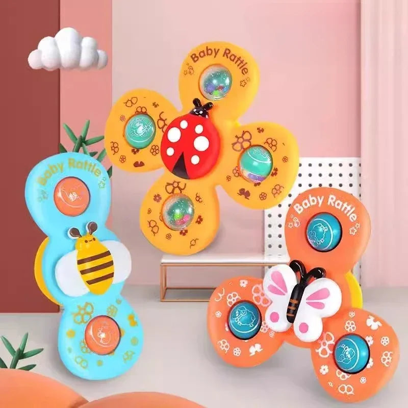 Brinquedos de banho giratórios set de 3 estimulação sensorial bebé coloridos