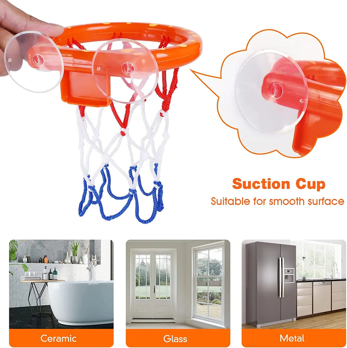 Jogo de basquete para banho com ventosas e 2 bolas, brinquedo de banheira ABS para crianças