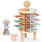 Torre de equilíbrio de madeira jogo educativo motricidade fina crianças 3 anos