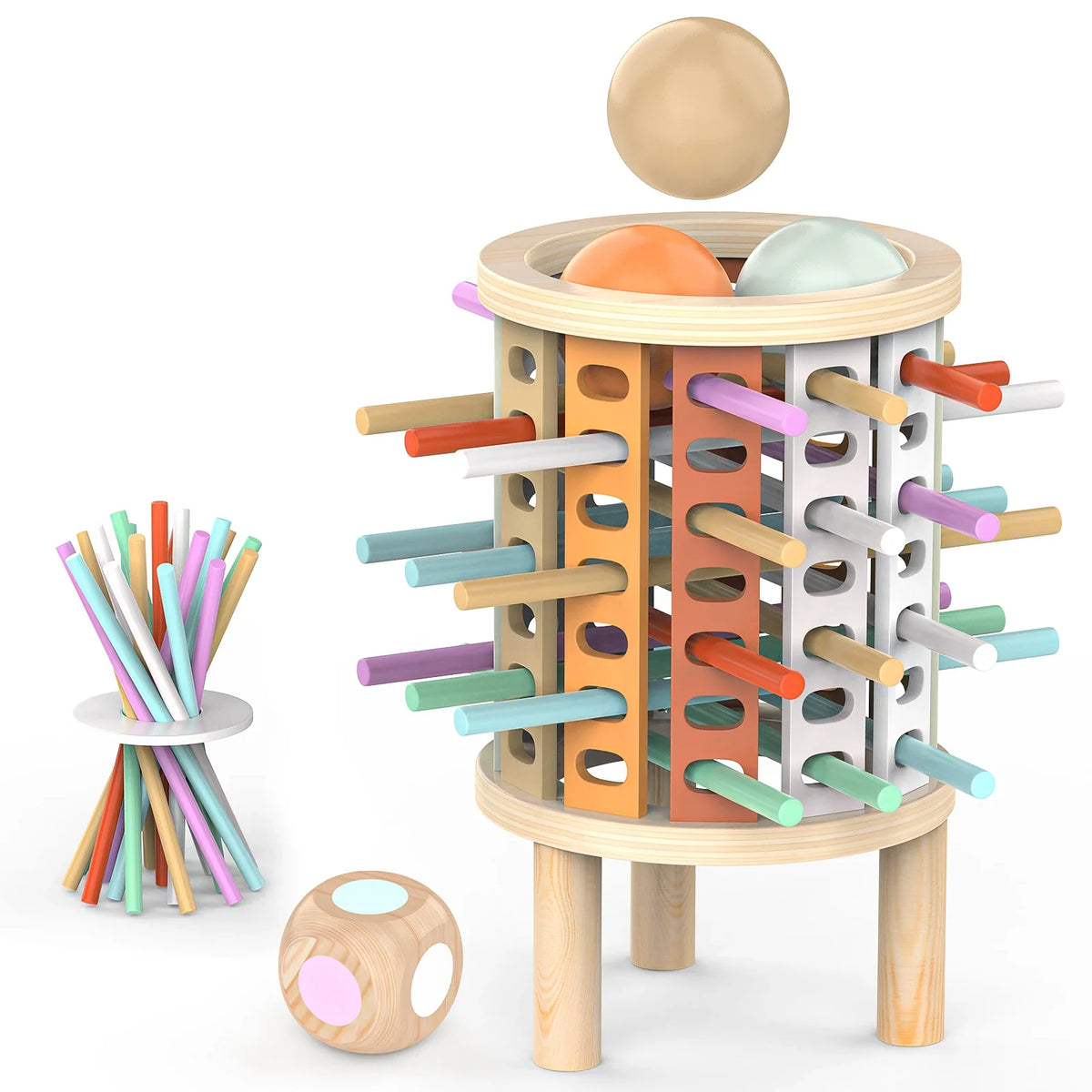 Torre de equilíbrio de madeira jogo educativo motricidade fina crianças 3 anos