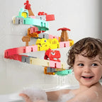 Brinquedo de banho DIY pista interativa para banheira com ventosas e escorrega
