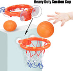 Jogo de basquete para banho com ventosas e 2 bolas, brinquedo de banheira ABS para crianças