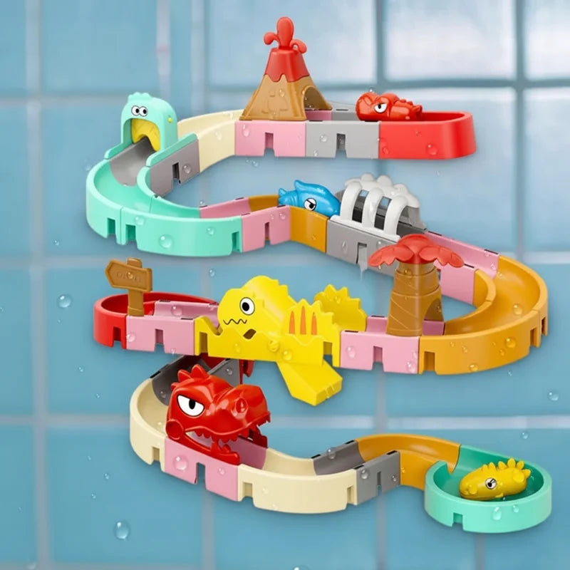 Brinquedo de banho DIY pista interativa para banheira com ventosas e escorrega